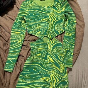 Green Zara Cutout Sweater Dress